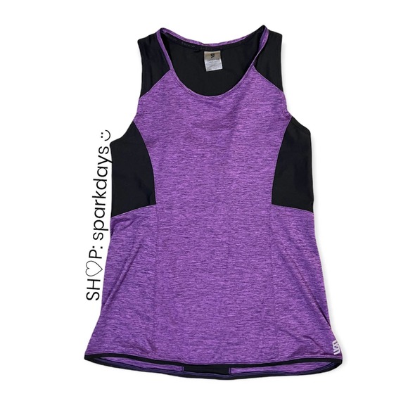Second Skin Purple Contour Colorblock Racerback Workout Training Tank Top Shirt - Picture 2 of 3